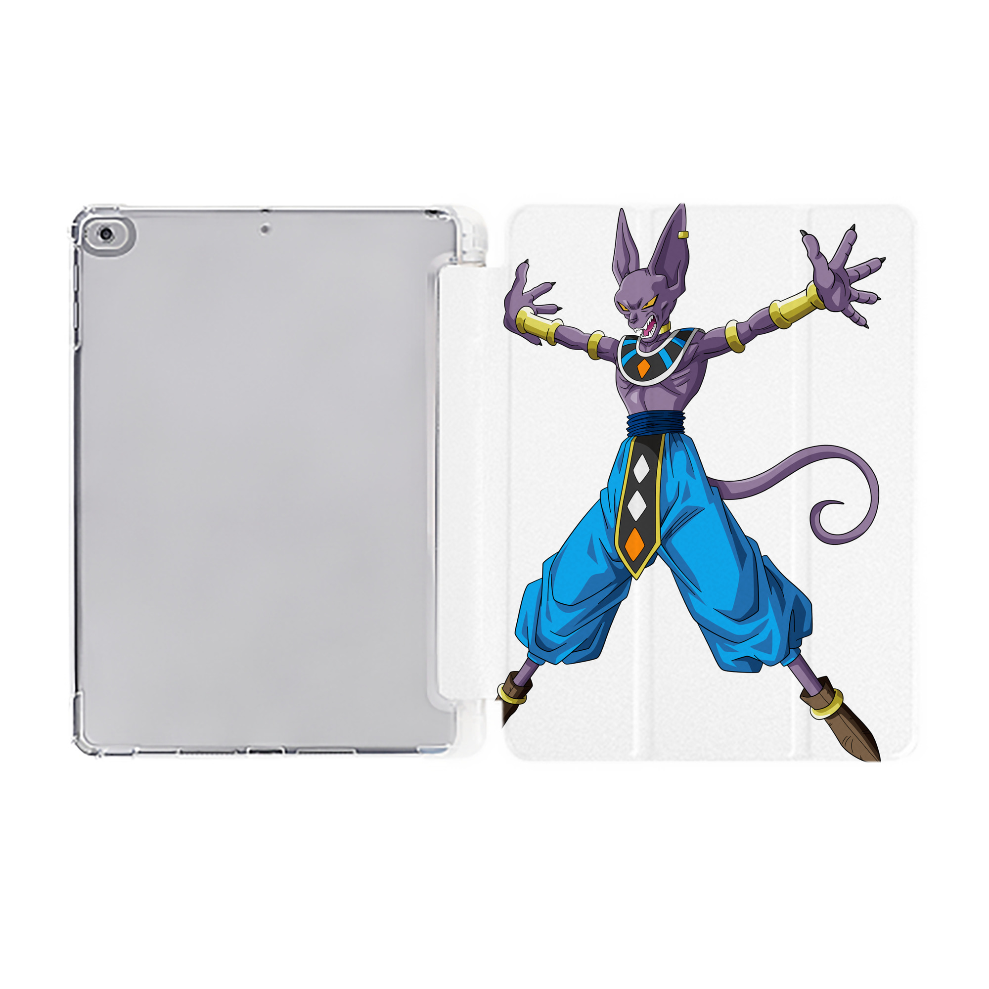 （画像用） ドラゴンボール ビルス 破壊神ビルス DRAGON BALL Beerus Birusu IPad ケース ペン収納付き 三つ折りスタンド PUレザー×シリコン 対応機種9.5/10.5/10.9インチ